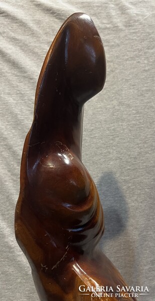 Nagyméretű régi  art deco fa szobor ! Anya gyermekével .