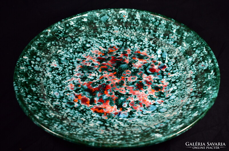 RETRÓ NAGY MÉRETŰ FESTETT KERÁMIA TÁL - FALIDÍSZTÁL