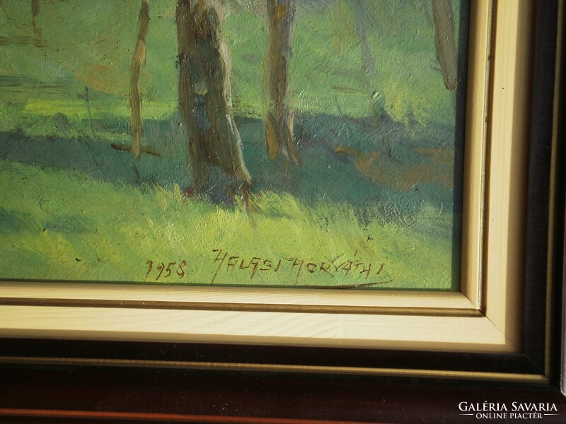 (N) Halasi Horváth István (1904-1994) : Fák, kazlak