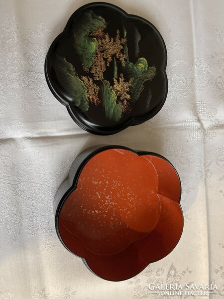 Nagyon szép virág alakú lakk fa kézzel festett ékszertartó