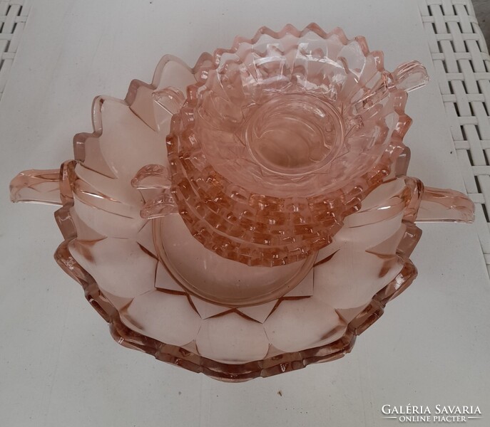 Rózsaszín üveg kompótoskészlet