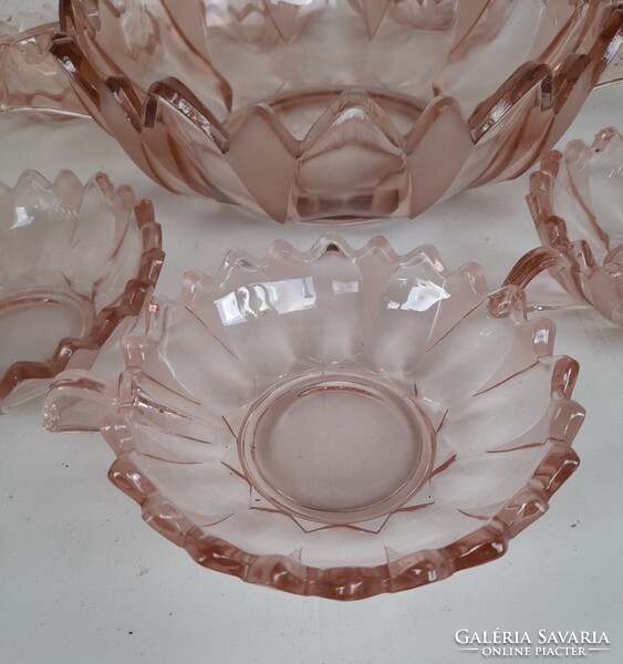 Rózsaszín üveg kompótoskészlet