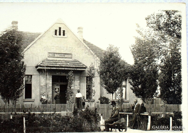 Algyő - Kulturház, Népház, Földműves szövetség köre , Algyői ifjusági egyesület- régi képeslap 1938