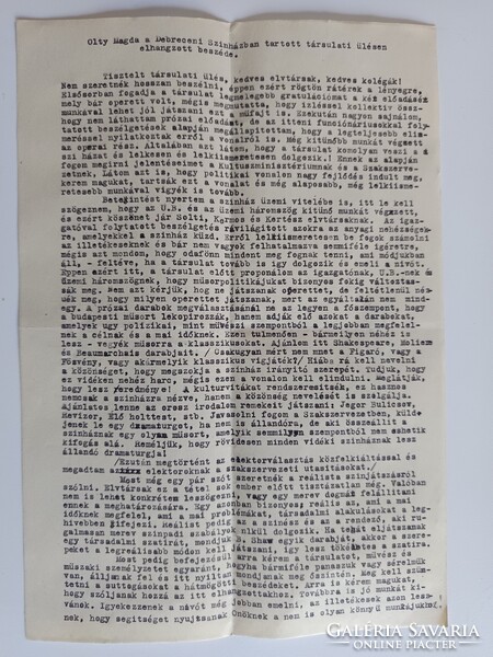 Vidéki színházak államosítása - Debrecen Csokonai Színház bizalmas jelentések 1949.