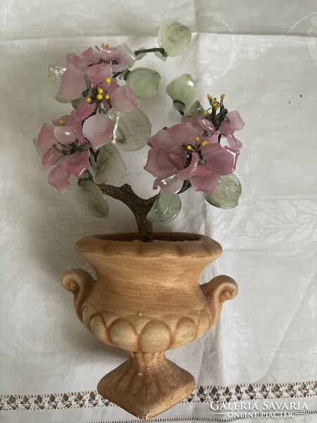 Nagyon szép Keleti üveg virág kerámia kaspóban