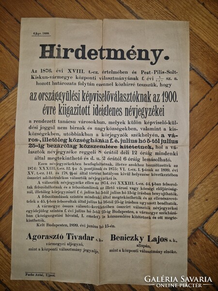 1899, Budapest, választási falragasz