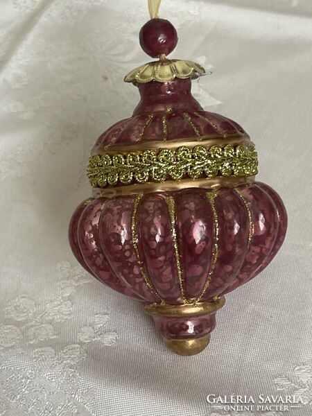 Régi nagy lilás üveg karácsonyfa dísz különleges darab.