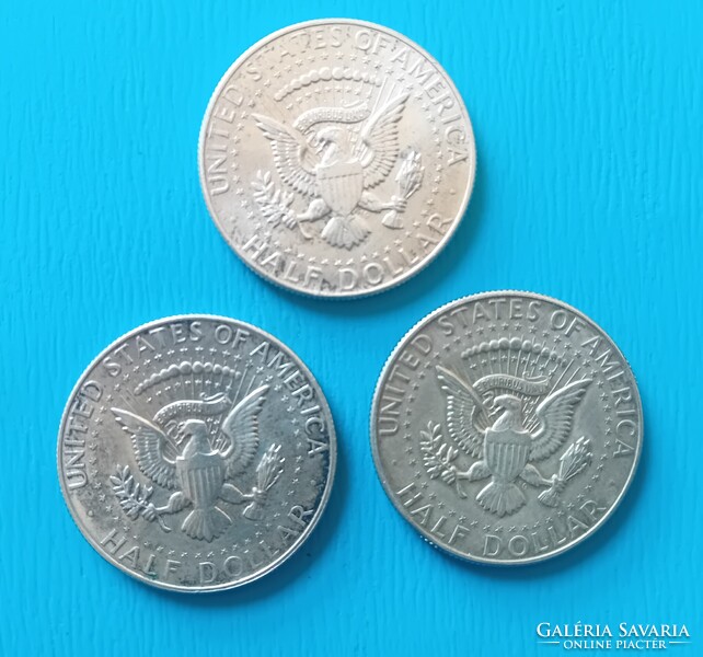 3 db  USA Kennedy fél Dollár ,  1964 és 2x1966