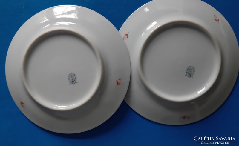 2 Herendi süteményes tányér , tégla színű Apponyi mintával