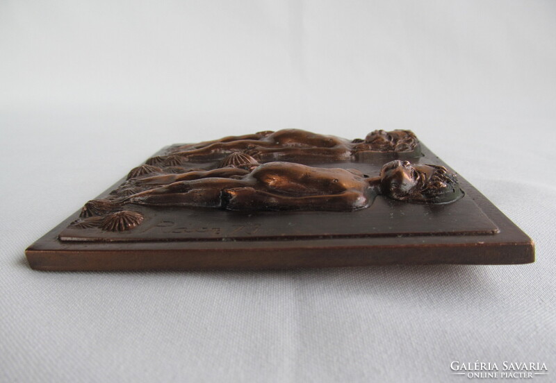 Rácz Edit jelzett bronz fali dísz horoszkóp ikrek