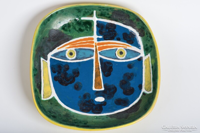 Pál Ferenc absztrakt/kubista kerámia tál