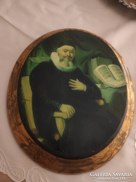 Múzeumi minőségű olajfestmény-másolat – portré aranyozott ovális keretben