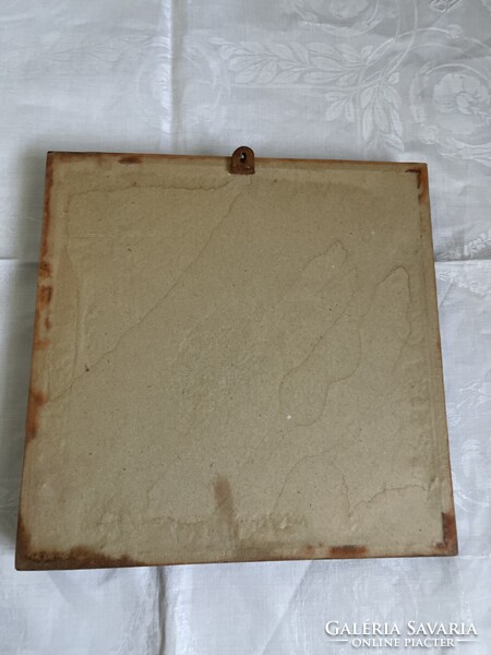 Retró rendkívül mutatós bőr kép fa keretben.