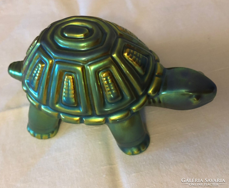 Zsolnay eozin teknős, gyönyörű hibátlan állapotban
