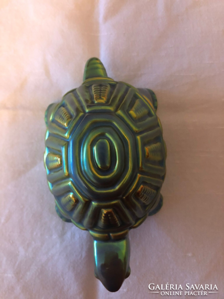 Zsolnay eozin teknős, gyönyörű hibátlan állapotban