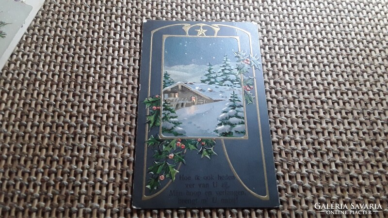 Antik dombornyomott Üdvözlő képeslap. 1900as évek elejéről.