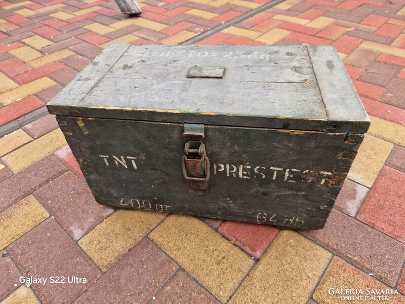 Régi katona láda antik katonai láda fa láda vintage régiség