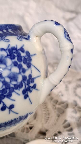 Japán cseresznyevirágos porcelán cukortartó