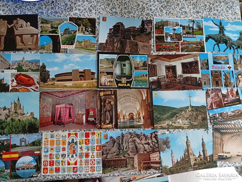 Spanyol  képeslapok, gyűjtemény, retró 1972, postatiszta, 27 db