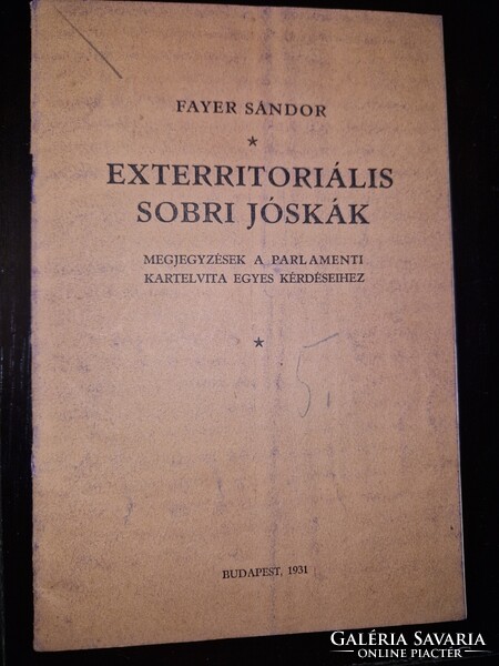 1931, Fayer Sándor gazdasági vitairata, ritka