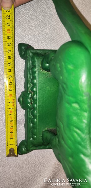 Antik öntöttvas Diótörő mogyoró Törő kutya Szecessziós Art Deco 2,48 kg. Felújított zöld színre !