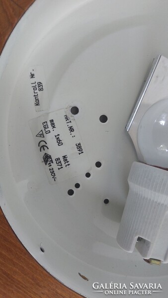 Retro, vintage hibátlan állapotú fa , üveg burás fali, mennyezeti EGLO lámpa