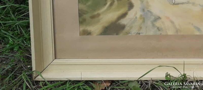 Osváth Miklós festmény-akvarell / Tápió vidékén.