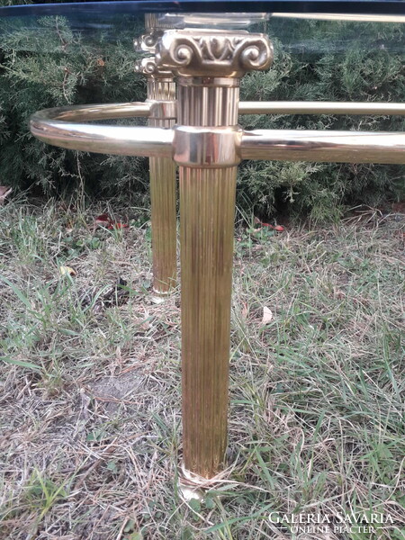 Hollywood Regency stíl asztal / Réz- üveg.