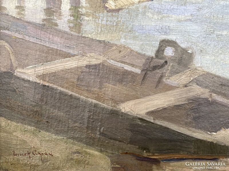 Romek Árpád - Halászbárkák a Tiszán