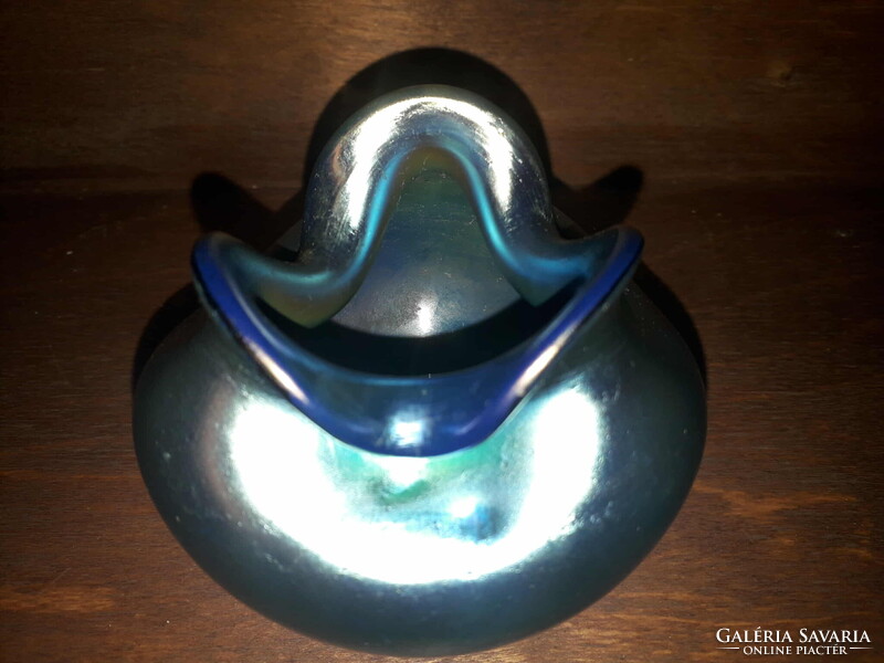 Steuben Glass / Kék Aurene / üveg váza / U.S.A.