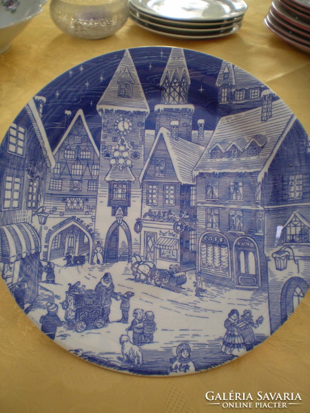 IRONSTONE Underglatze kínáló vagy süteményes tál hibátlan 24cm EXTRA