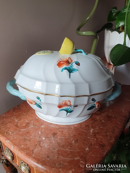 KIÁRUSÍTÁS!  Herendi pipacs mintás citromfogós leveses tál