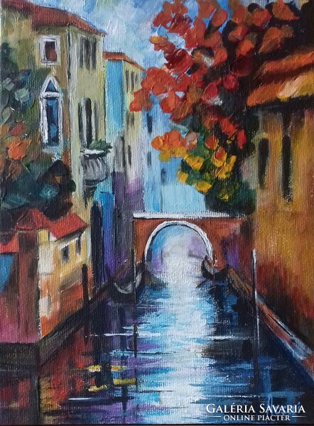 Mediterrán hangulat című festmény (L.Afremov nyomán) - tájkép
