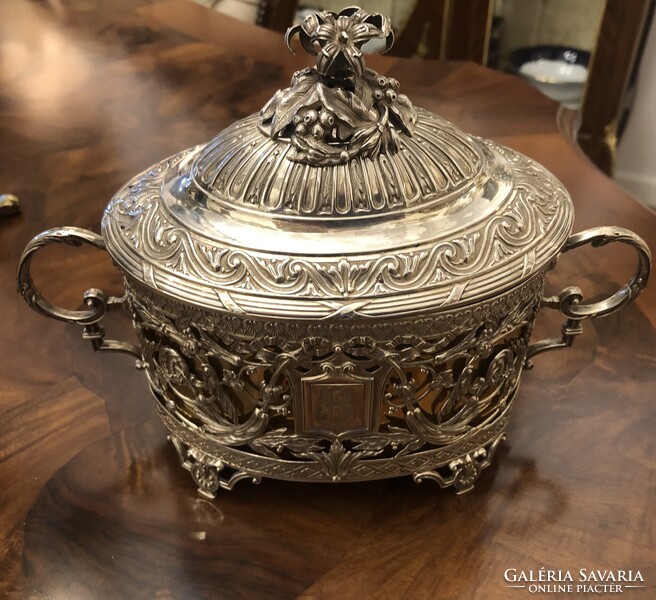 Antik, francia ezüst bonbonier, cca 1840