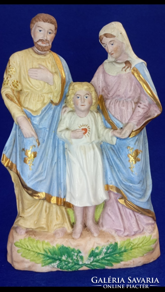 Antik cseh falra akasztható ,aranyozott ,porcelán  ,"Szent család" 20 sz eleje