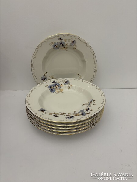 Zsolnay búzavirág mintás lapos és mély porcelán tányér