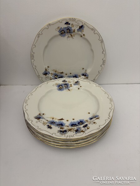 Zsolnay búzavirág mintás lapos és mély porcelán tányér
