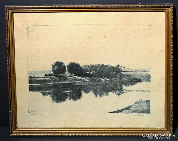 Zádor: Csend a Tiszán (szignózott rézkarc)