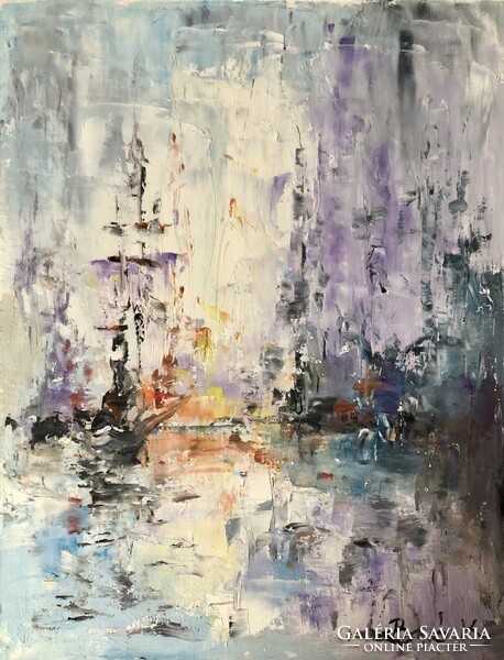 Alkony a tengeren. olaj,farost art by Konrad Biro .