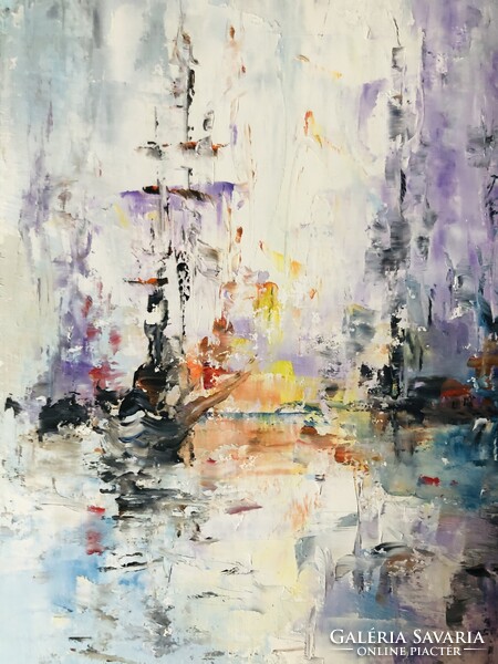 Alkony a tengeren. olaj,farost art by Konrad Biro .