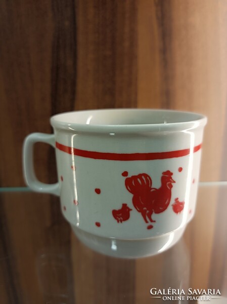 Zsolnay piros kakas bögre,Egyedi,gyűjtőknek karácsonyra ,értékes ajándék, különleges meglepetés