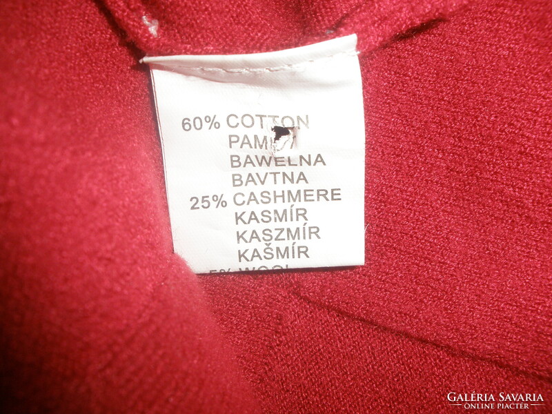 Pamut - kasmír - gyapjú (5%) tartalmú kötött ruha, piros