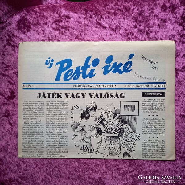 Új Pesti izé - Peterdi Pál szerző és Brenner Pál grafikus eredeti aláírásával - 1991