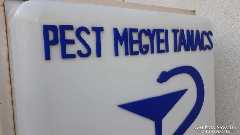 1 napos aukció - Pest megyei tanács gyógyszertára, retro, neon, világító tábla, reklámtábla