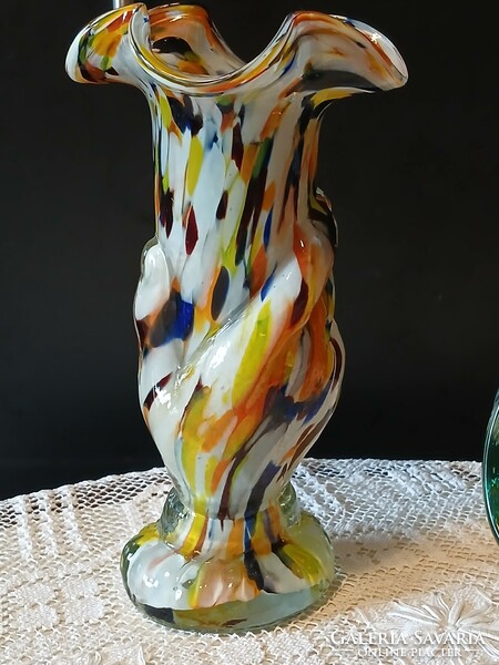 Cseh művész üveg váza ritka !