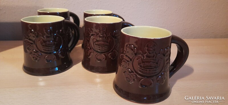 Városlődi Majolika mázas korsó 5 db