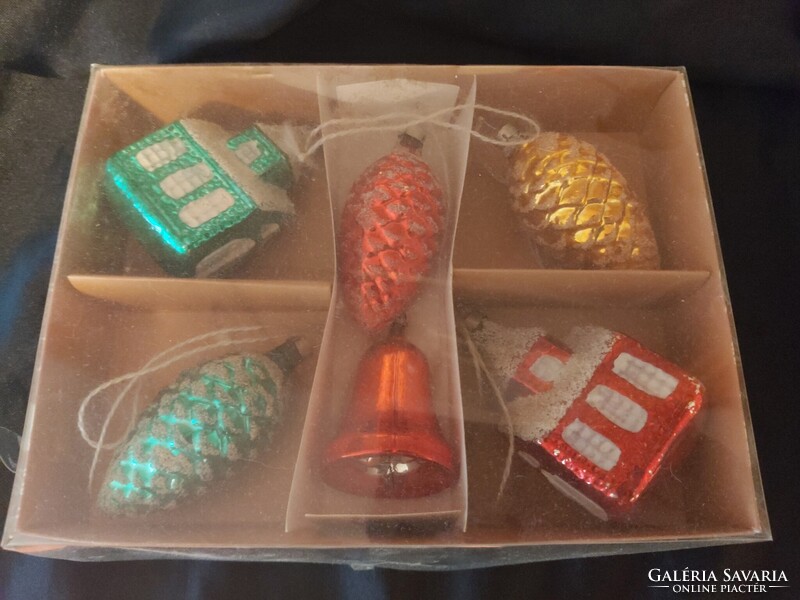 Üveg karácsonyfadísz 6db.