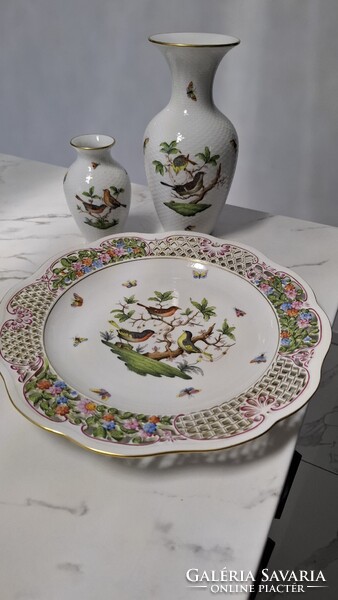 Herendi  porcelán Rothschild mintás vázák és fali tál egyben