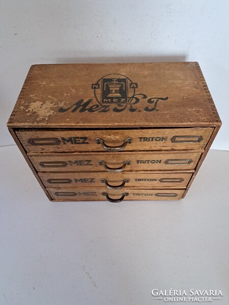 RITKASÁG! Mezvater torpedo Mez Rt. fa cérnás doboz, kis szekrény, remek állapot, gyűjteményi darab