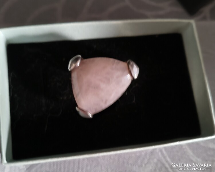 Design ezüst gyűrű/rózsakvarc